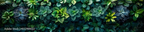 This aerial view offers a glimpse into the bustling ecosystem thriving within the canopy of tropical plants, where insects buzz and birds flit among the branches. photo