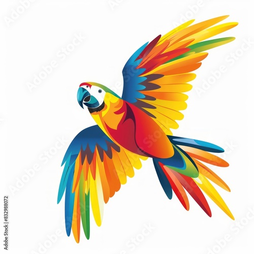 Logo of a colorful parrot flying to the sky spreading it 