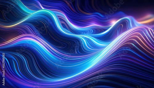 Smooth  flowing lines transitioning through a spectrum of blues and purples.