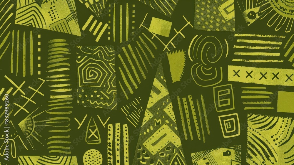 Contemporary Geometric Design Featuring Hand Drawn Decorations Excellent Graphic for Textiles Bandanas Scarves and Prints in Olive Green Contemporary Geometric Design Featuring Hand Drawn Decorations Excellent Graphic for Textiles Bandanas Scarves and Prints in Olive Green