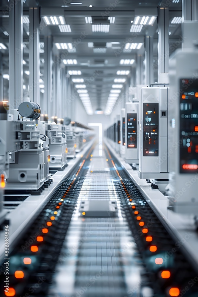 Meticulously Organized and Hyper-Efficient Interior of an Advanced AI-Powered Manufacturing Facility Meticulously Organized and Hyper-Efficient Interior of an Advanced AI-Powered Manufacturing Facility