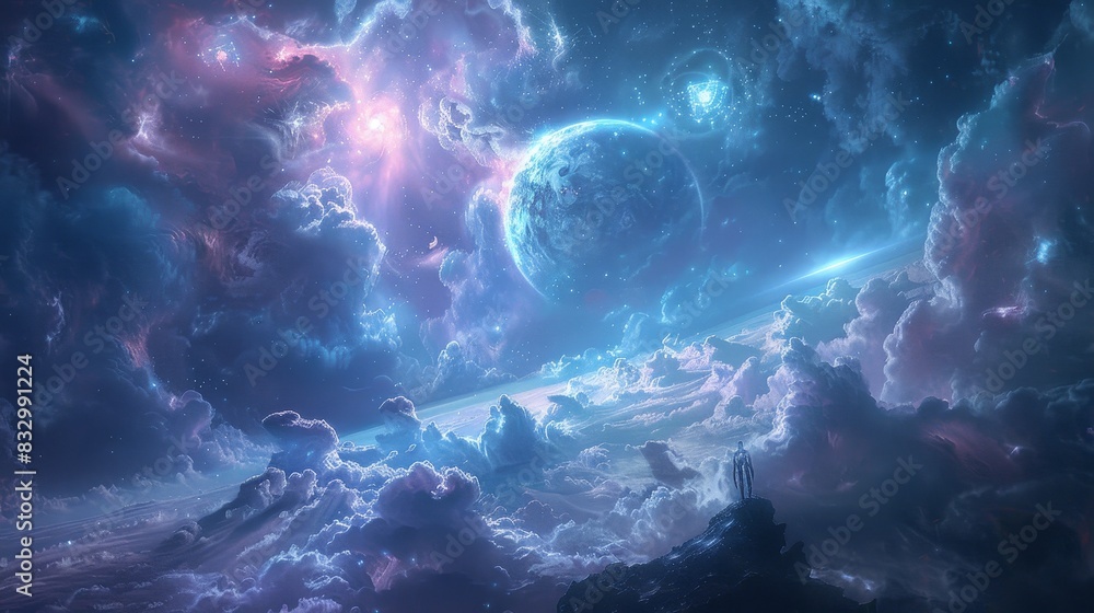 Mystical cosmic orbs floating in a celestial space, surrounded by swirling galaxies and stars, merging fantasy and science fiction Mystical cosmic orbs floating in a celestial space, surrounded by swirling galaxies and stars, merging fantasy and science fiction