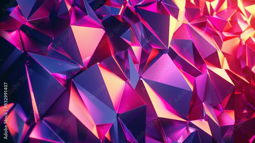 Intricate polygonal lamp structure, surrounded by a vibrant digital backdrop with deep pink and purple tones, casting dramatic shadows Intricate polygonal lamp structure, surrounded by a vibrant digital backdrop with deep pink and purple tones, casting dramatic shadows