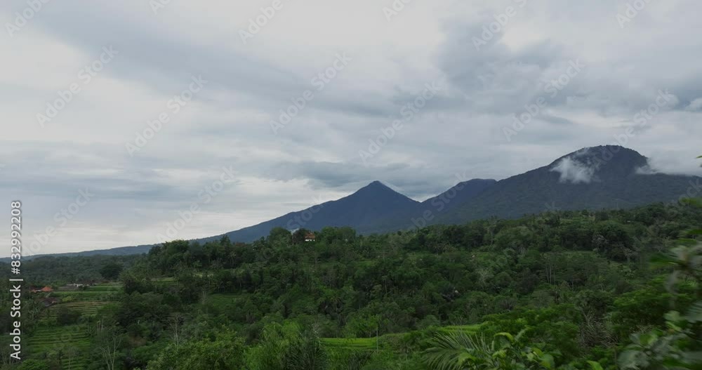 Aerial view of terraced rice fields in a green forest, blending agriculture Aerial view of terraced rice fields in a green forest, blending agriculture