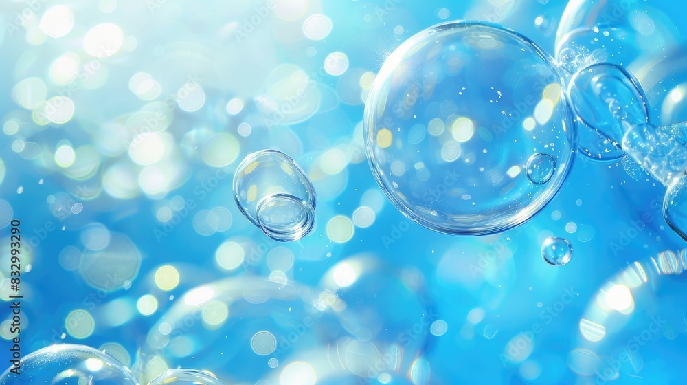 Soft blue background with bubbles Soft blue background with bubbles