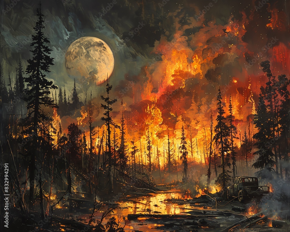 Fototapeta premium Racing against time Efforts to contain and extinguish forest fires