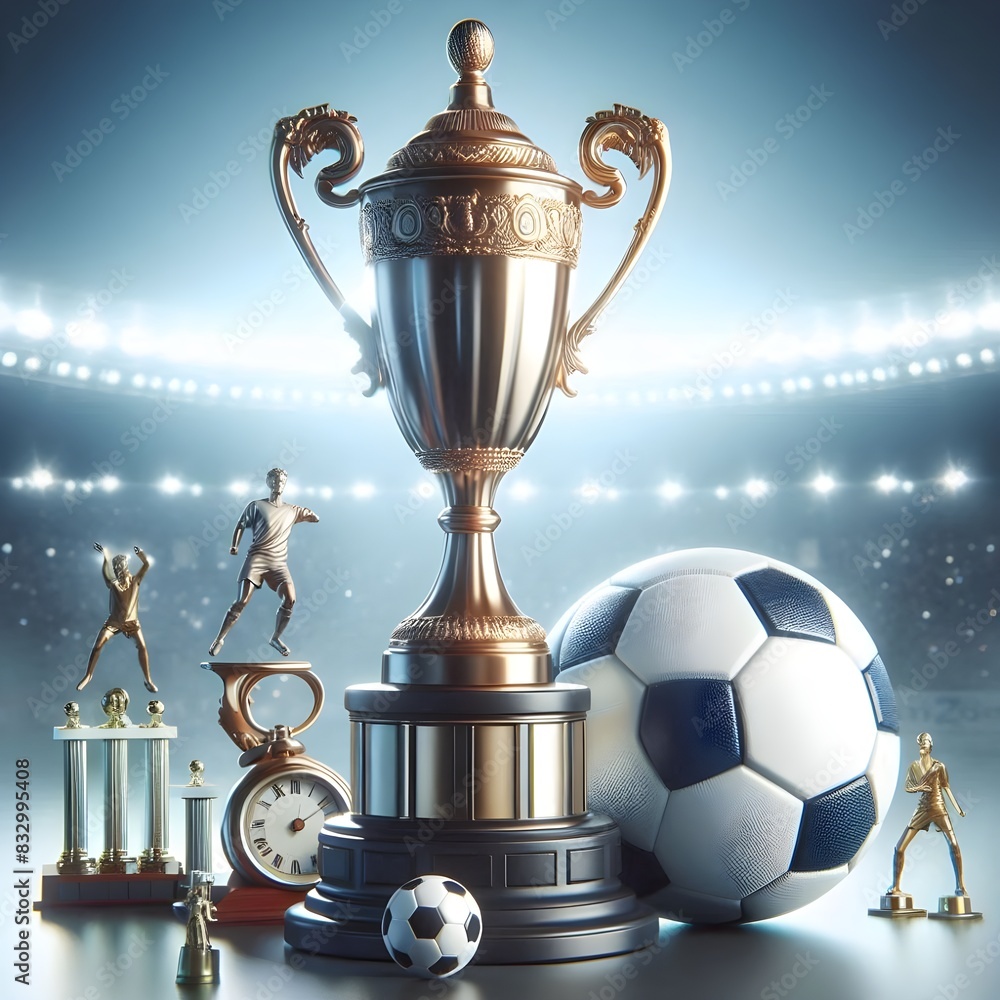Naklejka premium gold soccer ball with cup