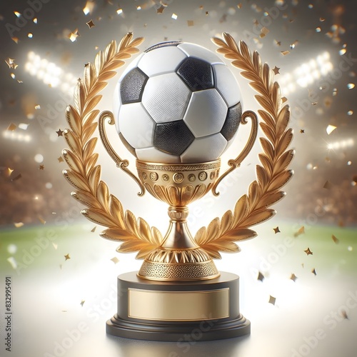 golden soccer ball with cup