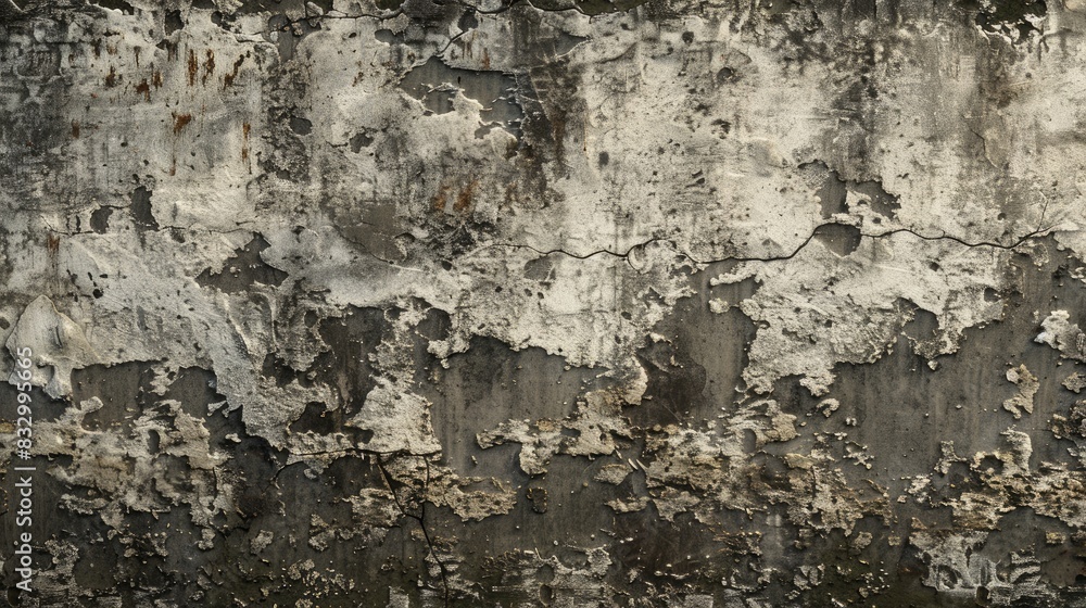 Fototapeta premium Texture of a dirty wall with deteriorated cement plaster generated based on height mapping