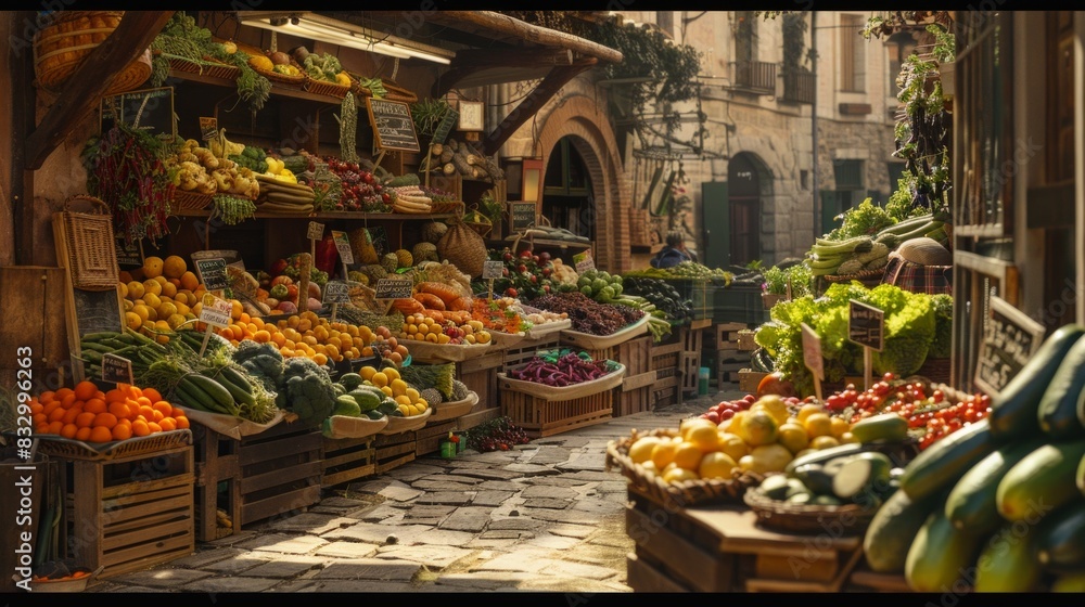 Fototapeta premium Fruits and vegetables being sold in local markets