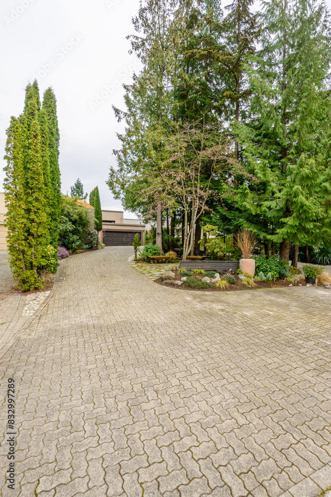 Fragment of luxury house with nice summer  landscape in Vancouver, Canada.