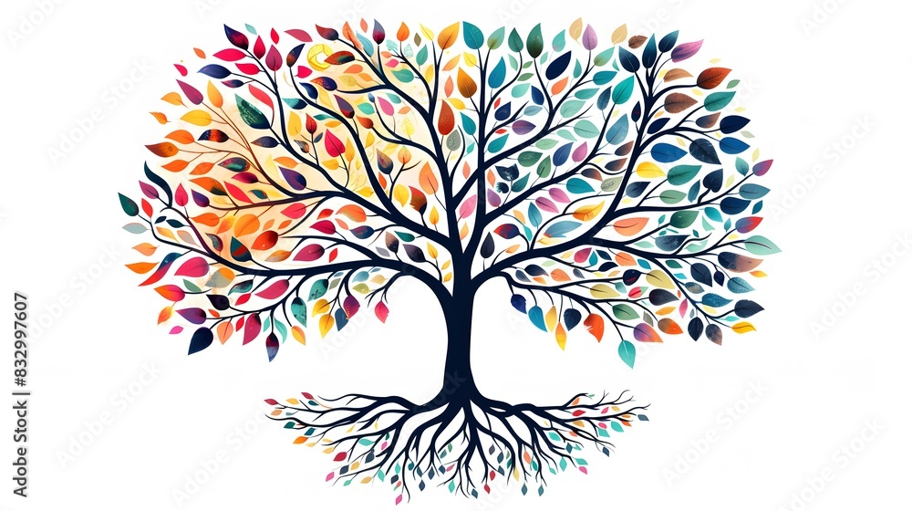 Naklejka premium tree with colorful leave vector