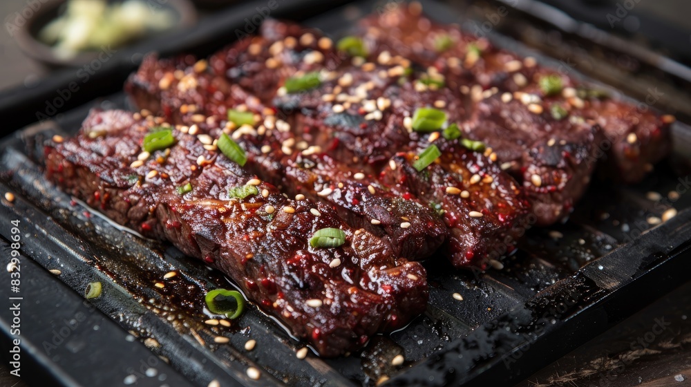 Barbecue made with beef and sesame in Korean style Barbecue made with beef and sesame in Korean style