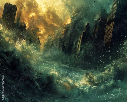 Wallpaper Mural Unleash the Elements Generate Stunning Images Depicting Heavy Rain and Violent Winds Destroying Earth Torontodigital.ca