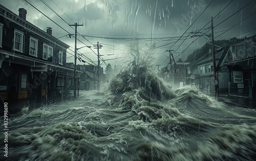 Witness the Fury of Mother Nature Illustrate Heavy Rain and Violent Winds Obliterating Earth