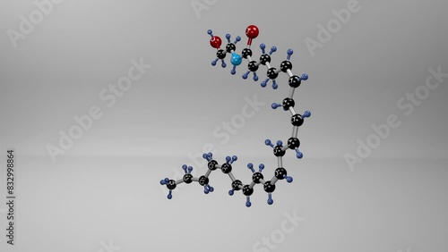 Anandamide molecule. Molecular structure of neurotransmitter, vasodilator agent and a human blood serum metabolite which interact with endocannabinoid receptors in the body to reduce inflammation. photo