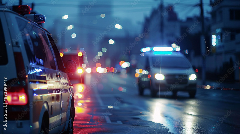 Emergency ambulance car going to receive patient on city road blur background Emergency ambulance car going to receive patient on city road blur background