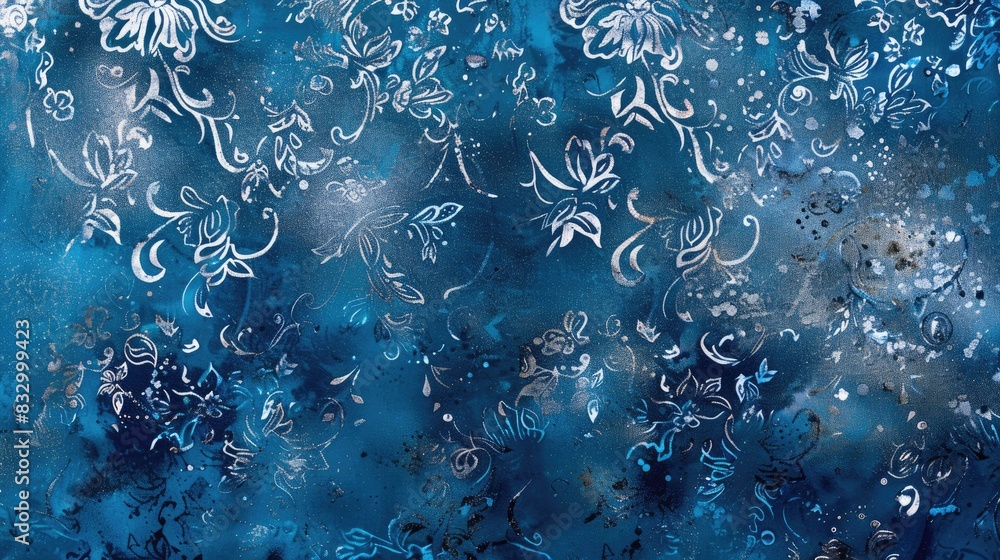 Blue Pattern with Bright Silver Accents and Shimmering Cyan Elements Blue Pattern with Bright Silver Accents and Shimmering Cyan Elements