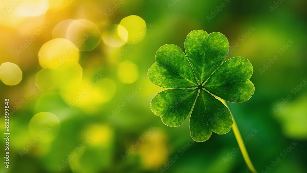 4 leaves clover on green bokeh background, lucky wish 4 leaves clover on green bokeh background, lucky wish