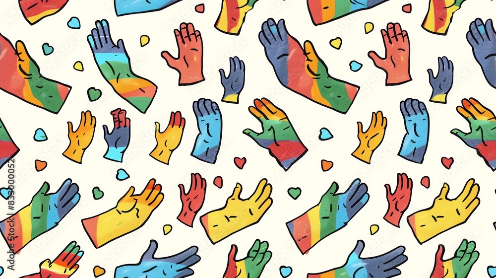 Seamless pattern of hand-drawn Progress Pride Flags with vibrant colors and chevron stripes, creating a bold and inclusive design Seamless pattern of hand-drawn Progress Pride Flags with vibrant colors and chevron stripes, creating a bold and inclusive design