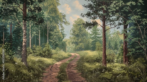 Forest Landscape with a Rural Road photo