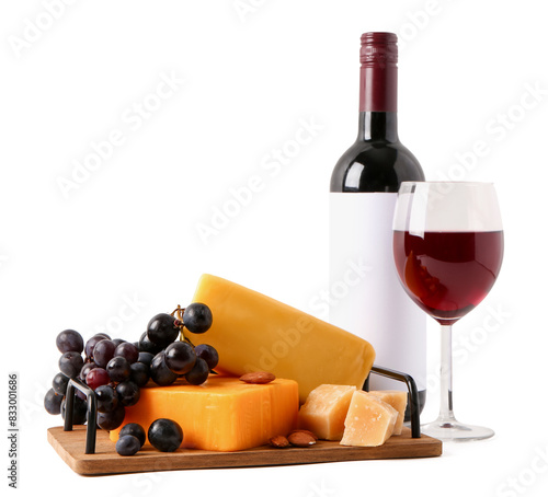 Wooden board with tasty che...