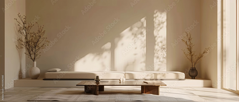 modern interior design living room with beige couch and big window modern interior design living room with beige couch and big window