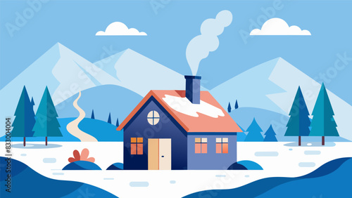Amidst a snowy landscape a familys home is transformed with the installation of a new geothermal heat pump promising to keep them warm and cozy during. Vector illustration