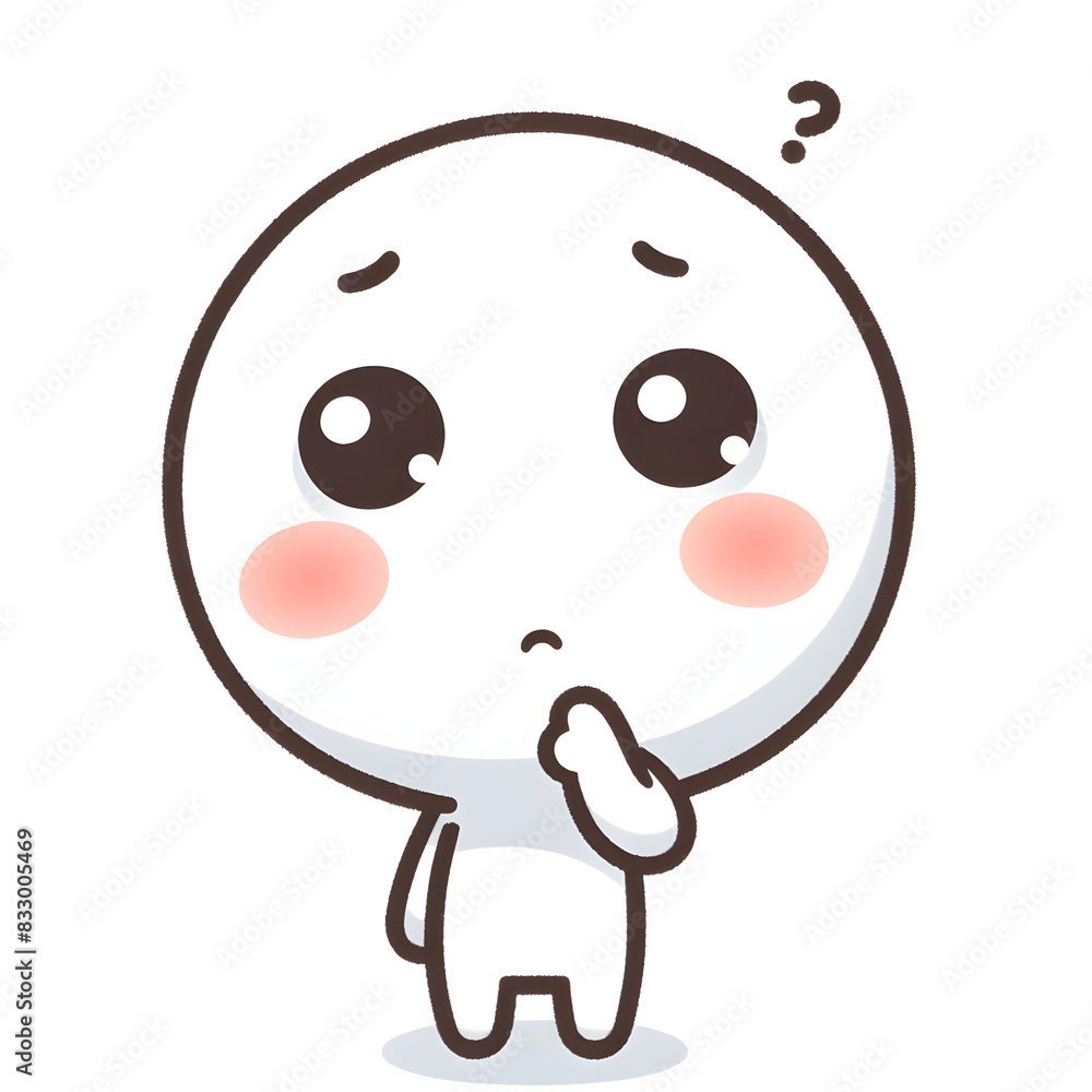 Obraz premium 궁금해 하는 단순한 2D 캐릭터