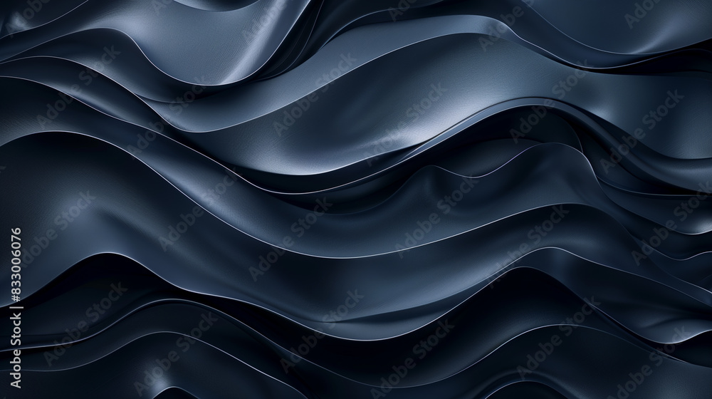 A blue and silver fabric with a wave pattern. The fabric is shiny and has a metallic look to it A blue and silver fabric with a wave pattern. The fabric is shiny and has a metallic look to it