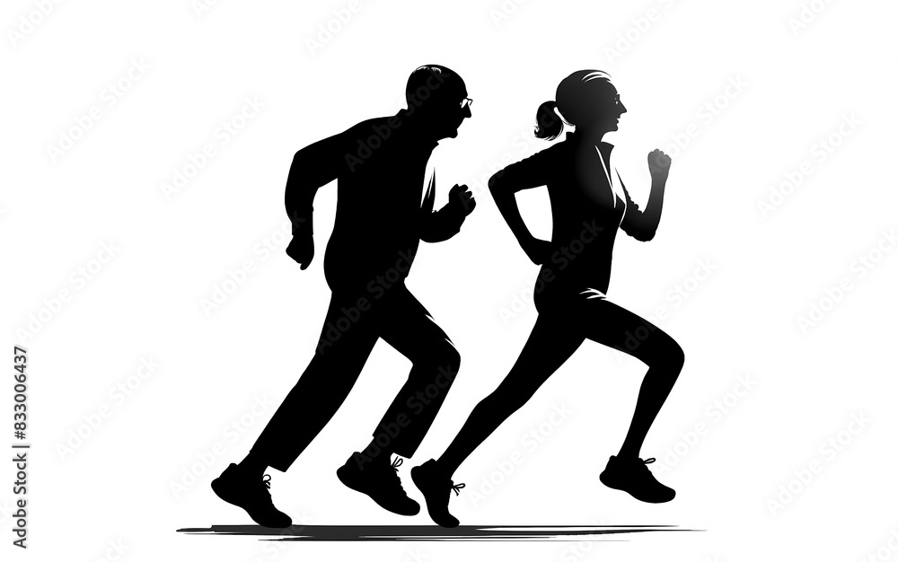 ランニング、シルエット、イラスト、老人|RRunning, silhouette, illustration, old man. ランニング、シルエット、イラスト、老人|RRunning, silhouette, illustration, old man.