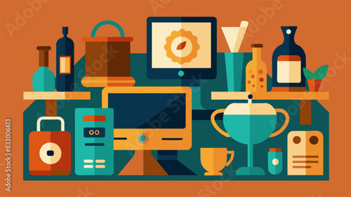 A mixture of traditional and modern products showcasing the fusion of ageold craftsmanship and innovation of these young entrepreneurs.. Vector illustration