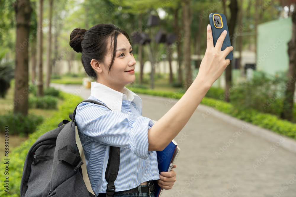 Portrait of female college student in the park Portrait of female college student in the park