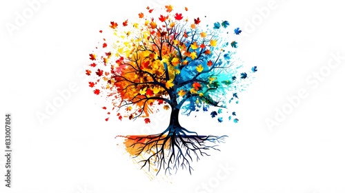 tree with colorful leave vector