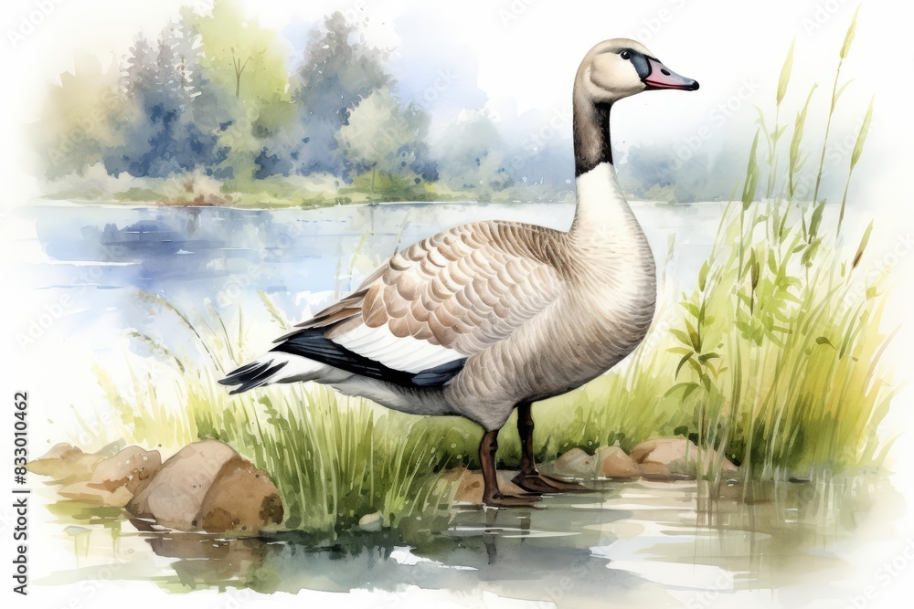 A watercolor of a goose A watercolor of a goose