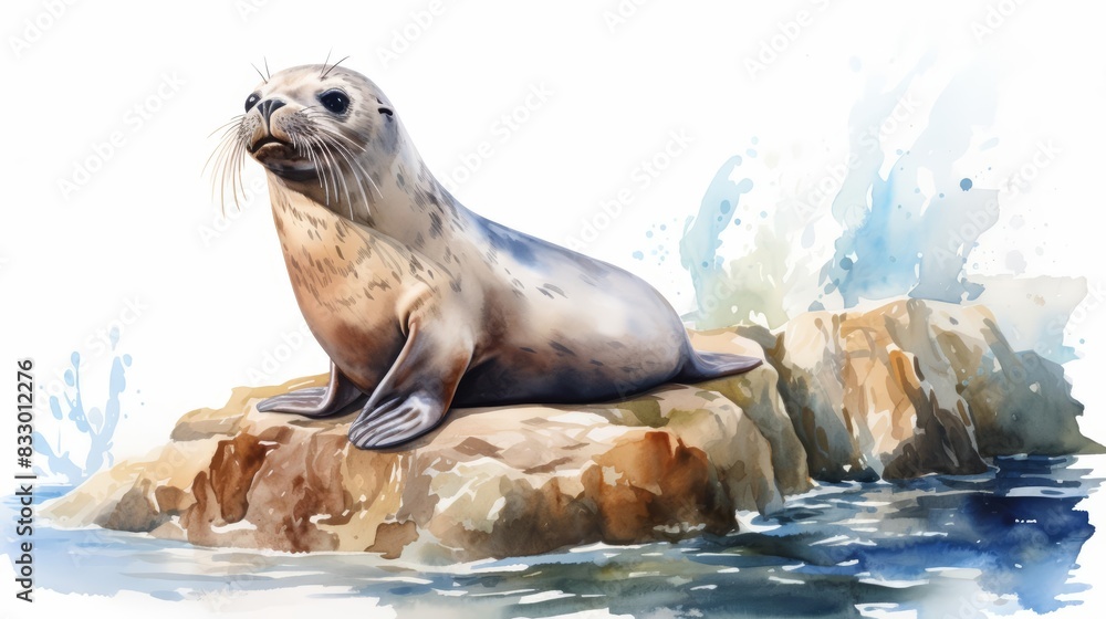 Fototapeta premium A watercolor of a seal