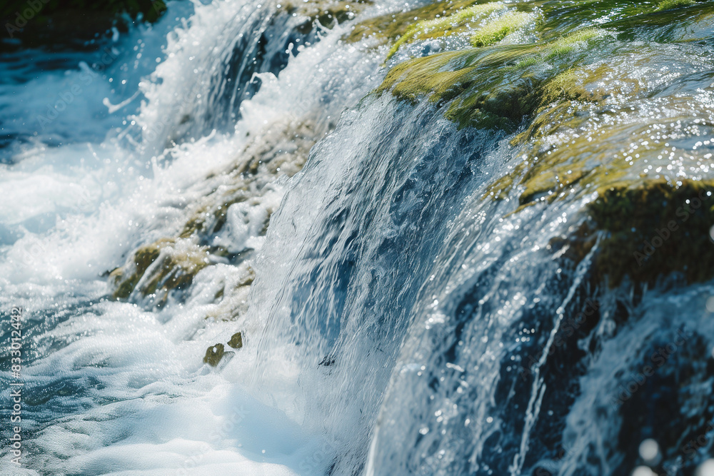 Detail and close up of a Waterfall in sunlight in summer
Detail and close up of a Waterfall in sunlight in summer