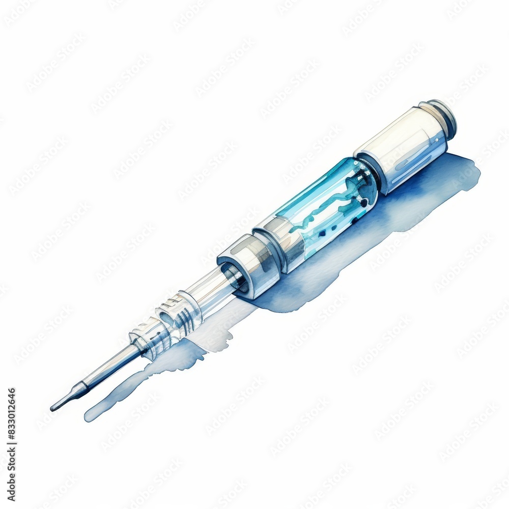 A watercolor of a syringe A watercolor of a syringe