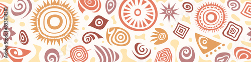 Ethnic seamless border, primitive ethnic elements, vector design, banner