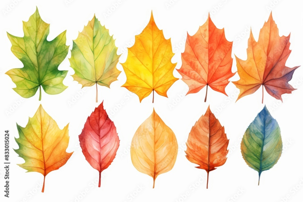 Fototapeta premium A watercolor of leaf color