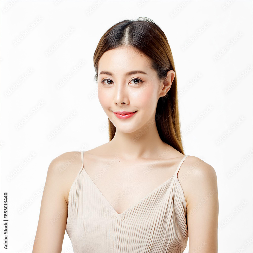 Asian woman with beautiful skin, long hair, beautiful face Asian woman with beautiful skin, long hair, beautiful face