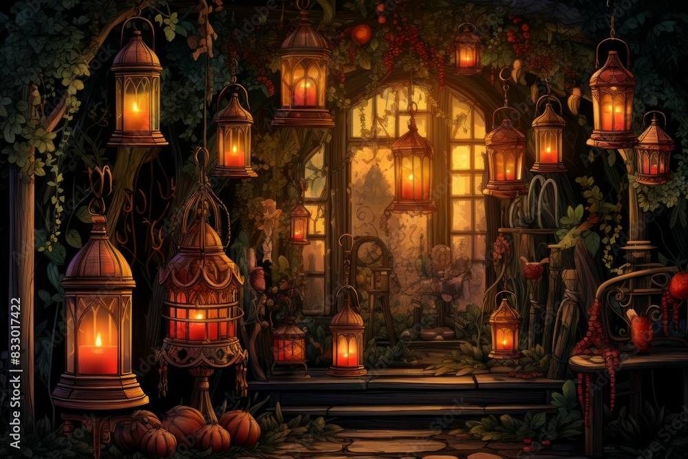 Lanterns and candles - Generative AI Lanterns and candles - Generative AI