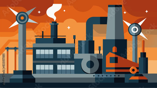 The deafening clang of metal on metal filled the industrial workshop as the turbines powering the forging machines rumbled away crafting pieces for. Vector illustration