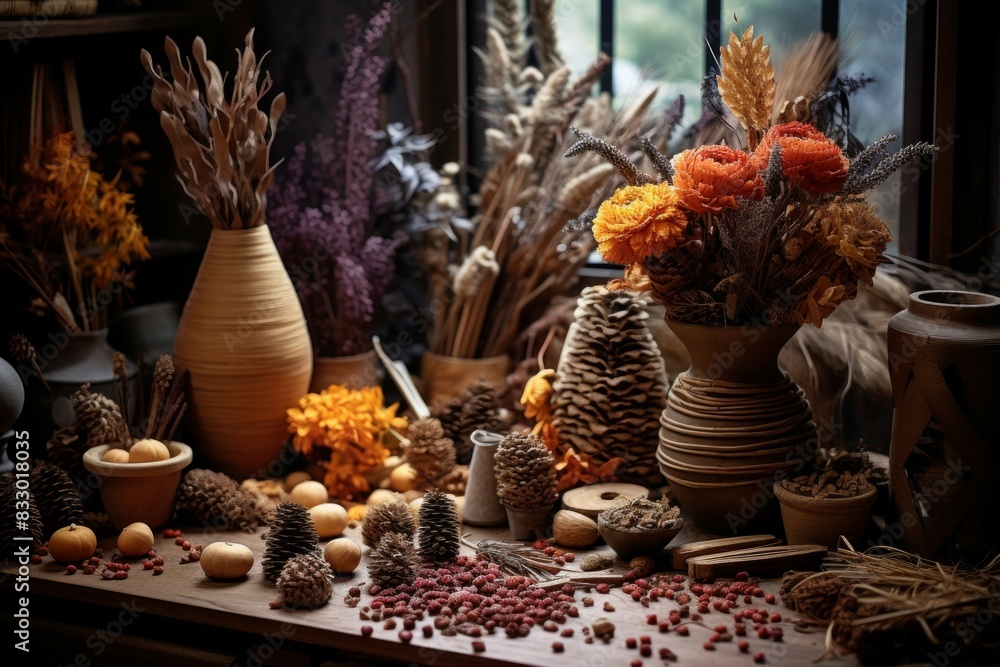 Fototapeta premium Autumn crafts - Generative AI