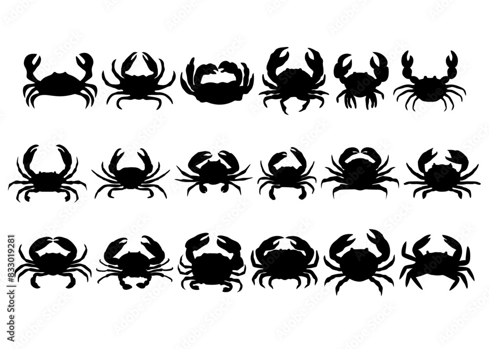 black crab silhouette with claws black crab silhouette with claws