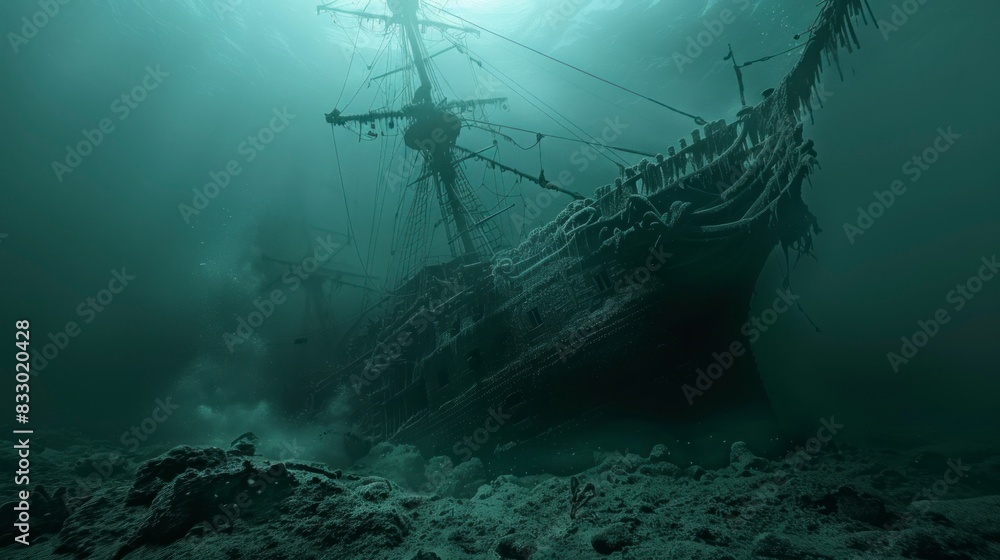 ancient ship under the sunken sea in high resolution and high quality ancient ship under the sunken sea in high resolution and high quality
