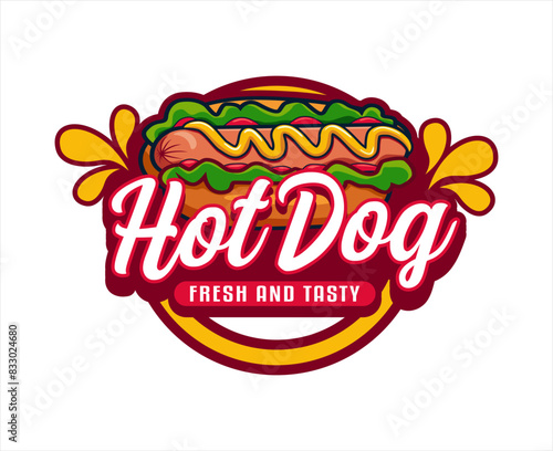 hot dog logo emblem sticker vector template illustration
