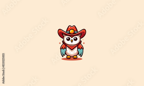 owl wearing hat cowboy vector mascot design