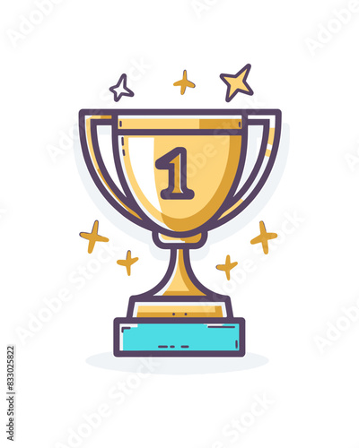winner #1 trophy number one winner's golden shine winner's circle brand new award sweepstakes winning blank name plate championship special trophy resizable vector generative ai 