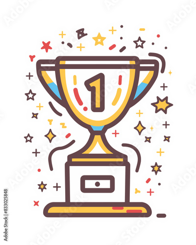 winner #1 trophy number one winner's golden shine winner's circle brand new award sweepstakes winning blank name plate special victory trophy resizable vector generative ai 